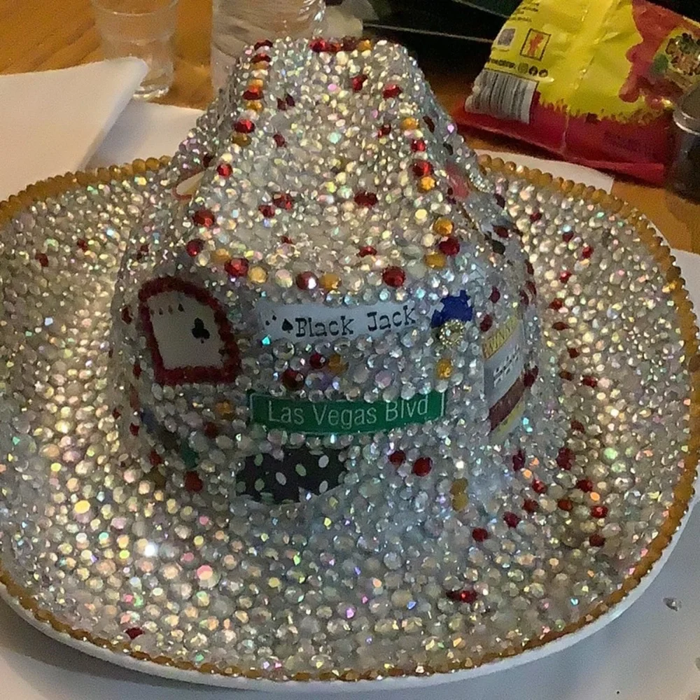 Red and Silver Sparkly Party Hat